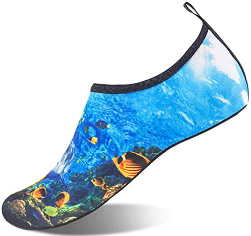 Sixspace Unisex Strandschuhe Aquaschuhe Schwimmschuhe Badeschuhe Wasserschuhe Surfschuhe mit rutschfeste Sohlen für Damen Herren(Blau,44 EU) von Sixspace