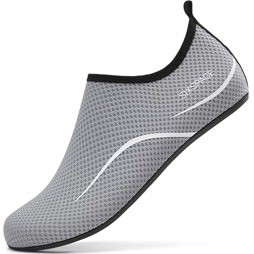 Sixspace Damen Herren Badeschuhe Wasserschuhe Schwimmschuhe Männer Frauen Strandschuhe Barfußschuhe für Strand,Pool,Meer,Wassersport,Tauchen,Surfen,Aqua Cycling(Grau 34 EU) von Sixspace