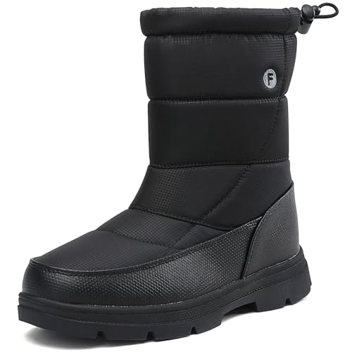 Sixspace Winterstiefel Herren Damen Winterschuhe Warm Gefüttert Schneestiefel Leicht Wanderschuhe Trekkingschuhe rutschfest Stiefel,Schwarz 42 EU von Sixspace