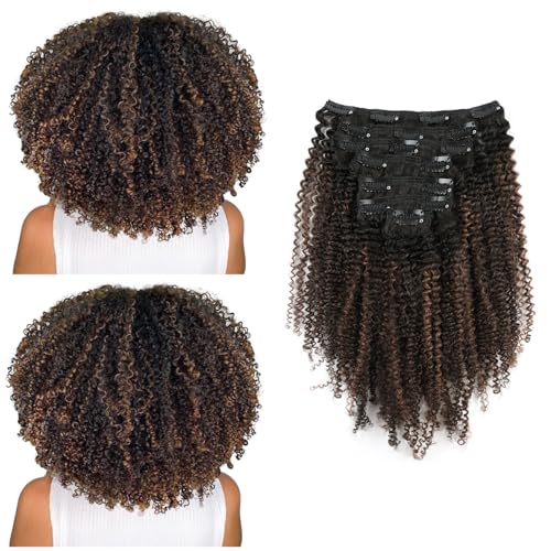 SixStarHair Afro Kinky Clip-In Extensions 3C Textur Schwarze Haarextensions Brasilianisches Remy Menschliches Haar für schwarze Frauen 7 Teile 120g 50cm von Sixstarhair