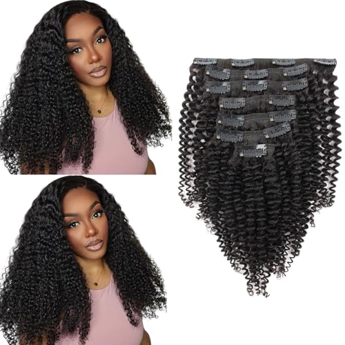 Sixstarhair Kinky Curly Clip-In Extensions aus menschlichem Haar 40cm 3C 4A Haarextensions 7 Teile 120g Natursschwarze Haarextensions für schwarze Frauen von Sixstarhair