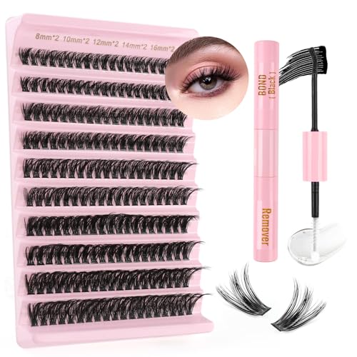 Sixstarhair Wimpernverlängerung Set Volumen Lash Extension Set 60D Cluster Lashes mit Bond und Remover Falsche Wimpern Natürliches Einzelne Wimpern Kit Fake Lashes 8-16mm von Sixstarhair