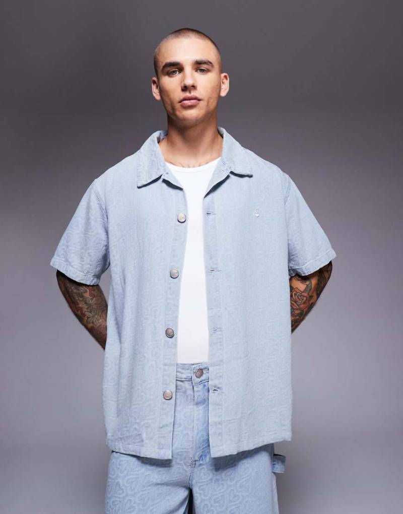 Sixth June - Hemd in Blau mit strukturiertem Herzmuster, Kombiteil von Sixth June