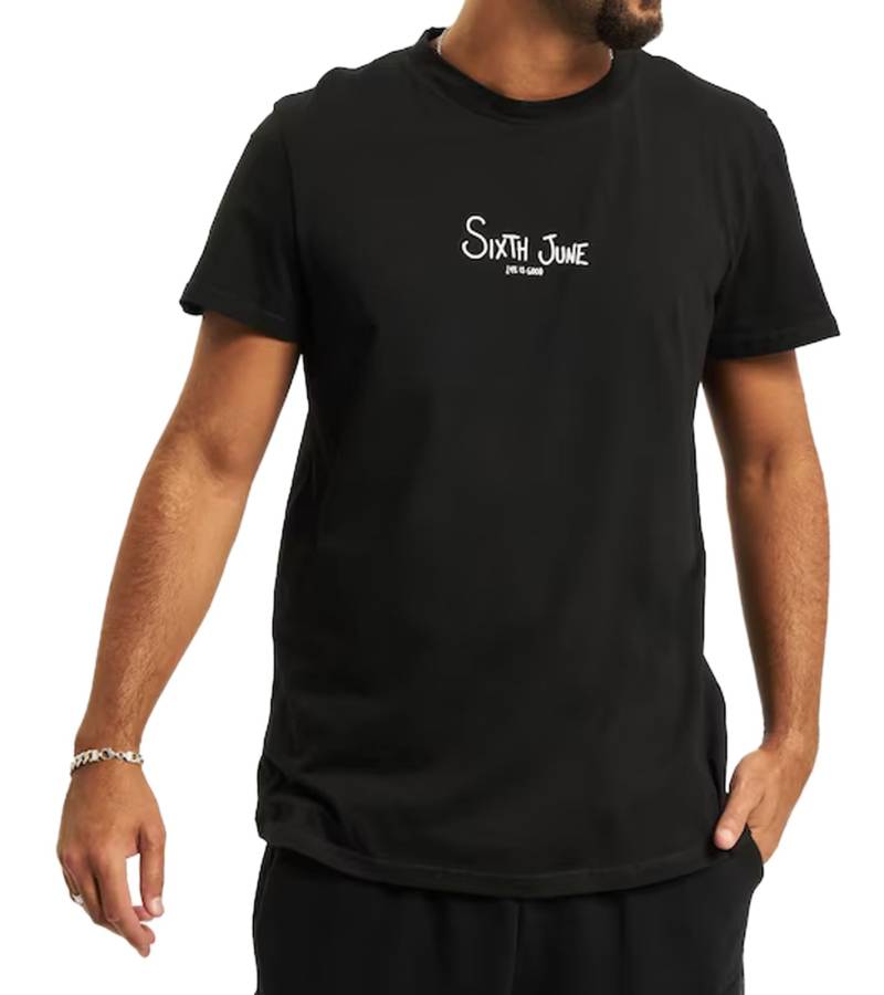 Sixth June Herren Baumwoll-Shirt mit Skelett-Print auf der Rückseite Kurzarm-Shirt 22433 Schwarz von Sixth June