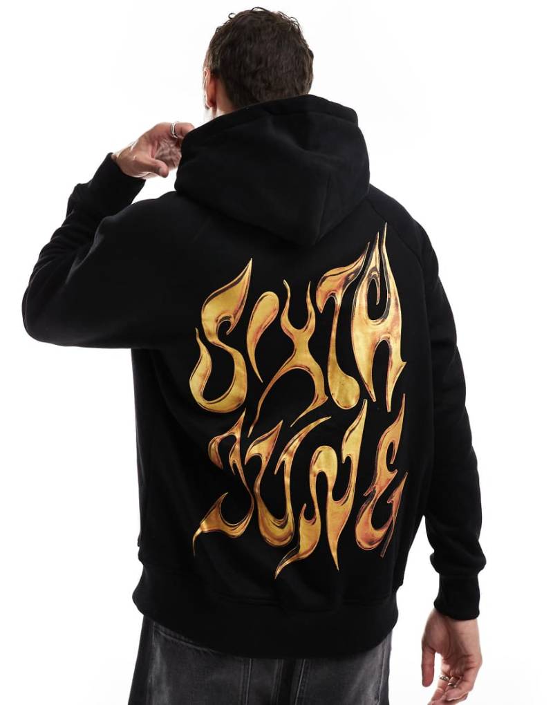 Sixth June - Kapuzenpullover in Schwarz mit Chrom-Logoprint auf dem Rücken von Sixth June