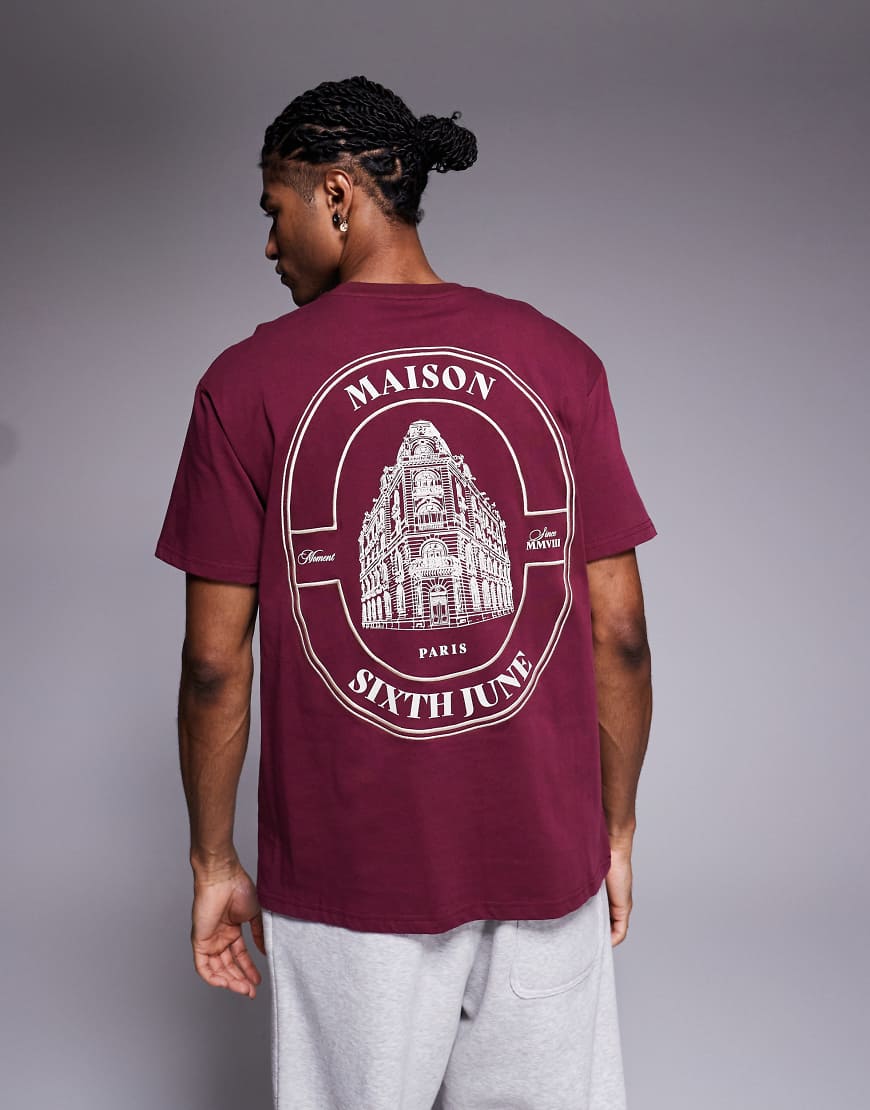Sixth June - Maison - T-Shirt in Burgunderrot von Sixth June