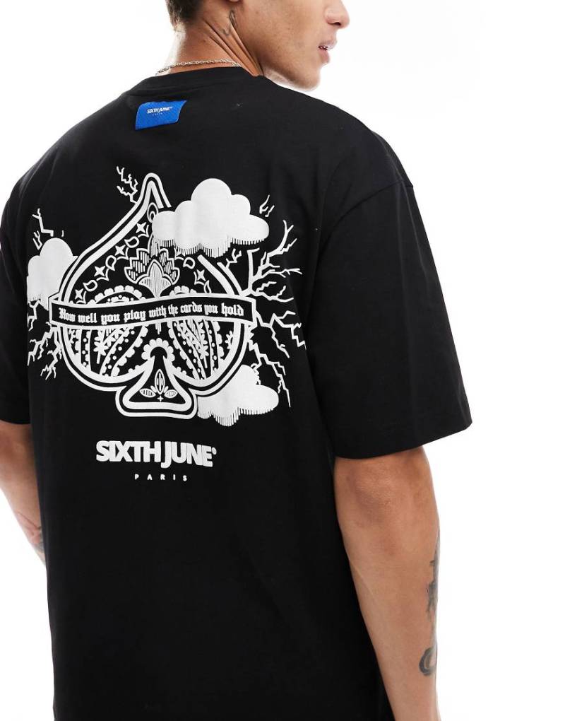 Sixth June - Oversize T-Shirt in Schwarz mit Motiv-Print auf dem Rücken von Sixth June