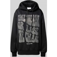 Sixth June Oversized Hoodie mit Strasssteinbesatz in Black, Größe M von Sixth June