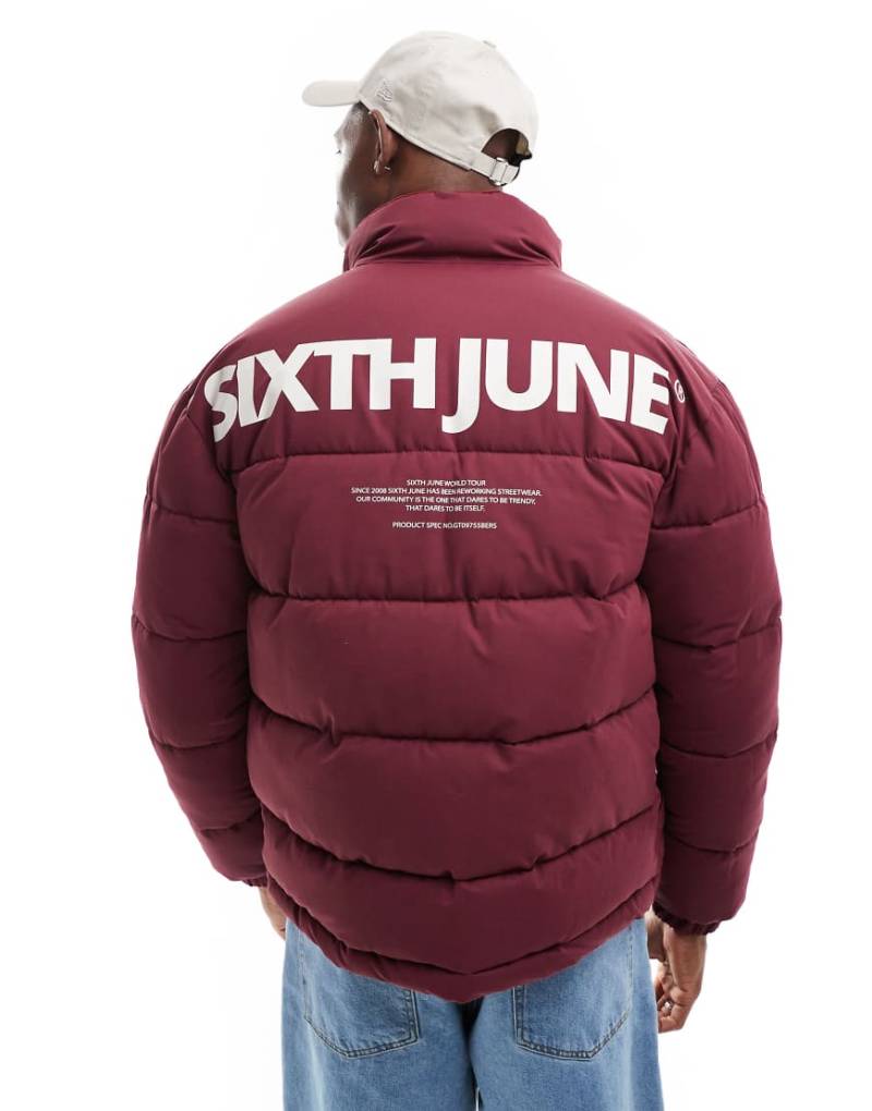 Sixth June - Pufferjacke in Burgunderrot mit Logodetail von Sixth June