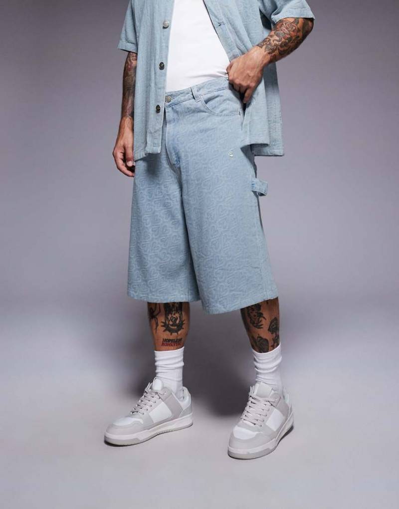 Sixth June - Shorts in Blau mit strukturiertem Herzmuster, Kombiteil von Sixth June