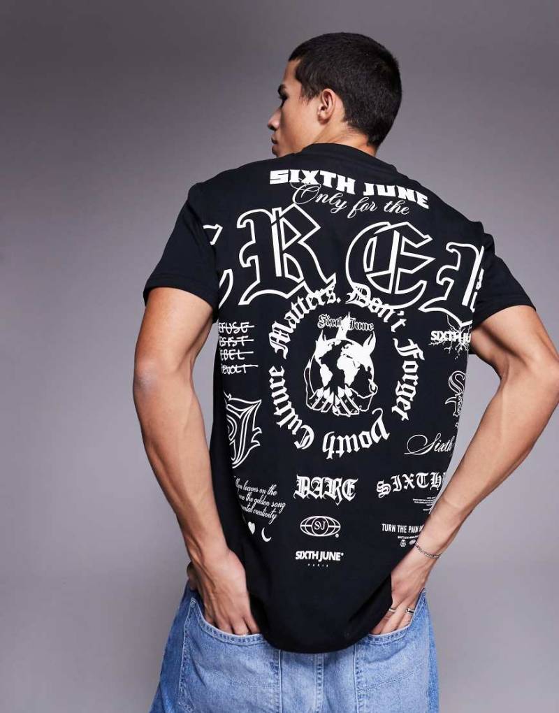 Sixth June - T-Shirt in Schwarz mit Logoprint am Rücken von Sixth June