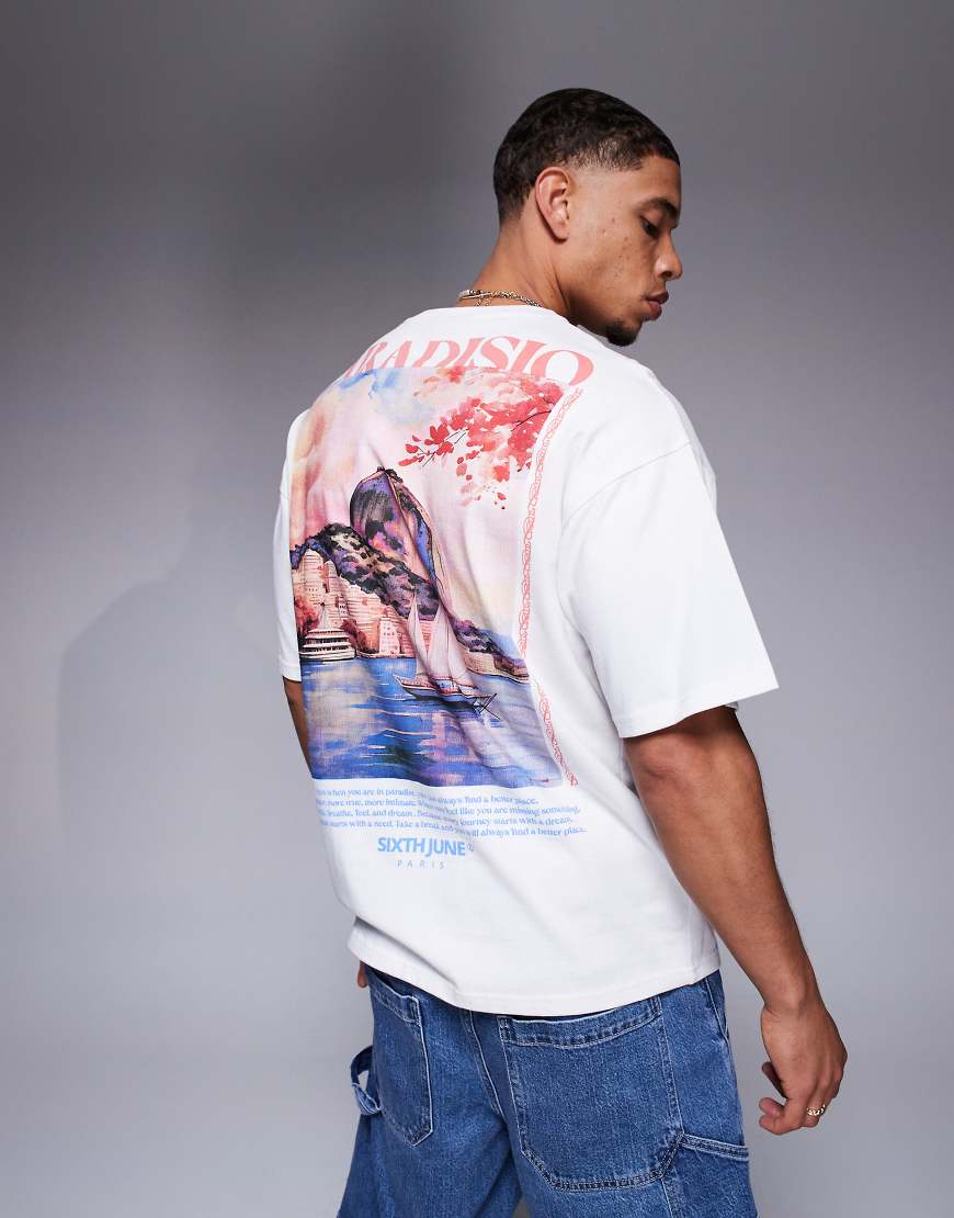 Sixth June - T-Shirt in Weiß mit „Paradisio"-Rückenprint von Sixth June