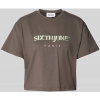 Sixth June T-Shirt mit Label-Stitching in Anthrazit, Größe L von Sixth June