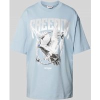 Sixth June T-Shirt mit Motiv- und Statement-Print Modell 'FREEDOM' in Hellblau, Größe L von Sixth June