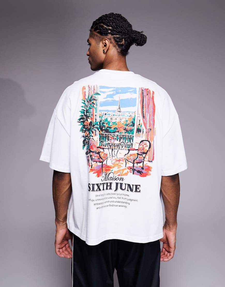 Sixth June - Views From - T-Shirt in Wollweiß mit Rückenprint von Sixth June