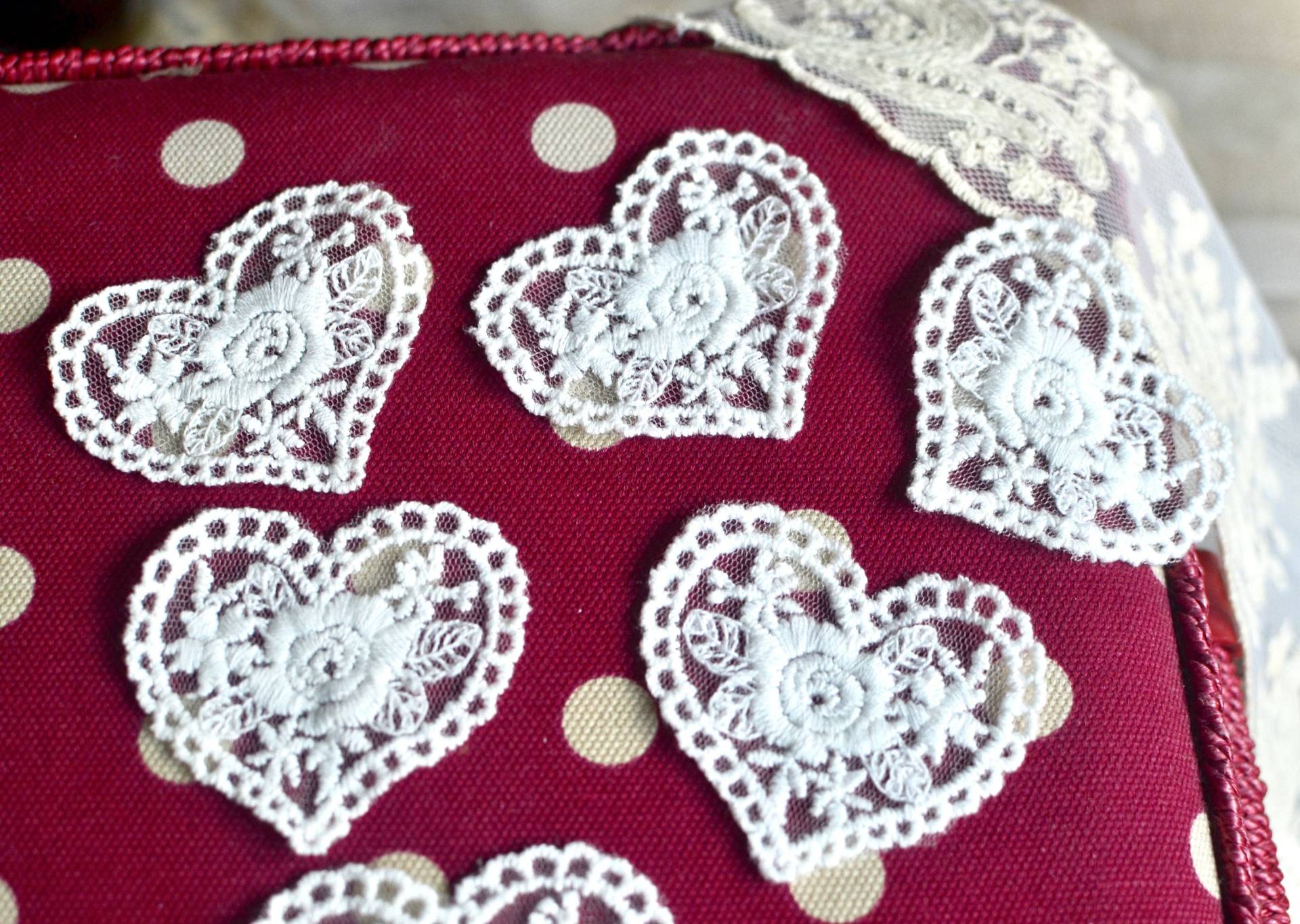 4 Gestickter Herz-Spitzenaufnäher, Shabby Chic-Aufnäher, Herzaufnäher, Aufnäher Für Applikationen, Junk Journal, Scrapbooking, Patchwork von SixthCraft