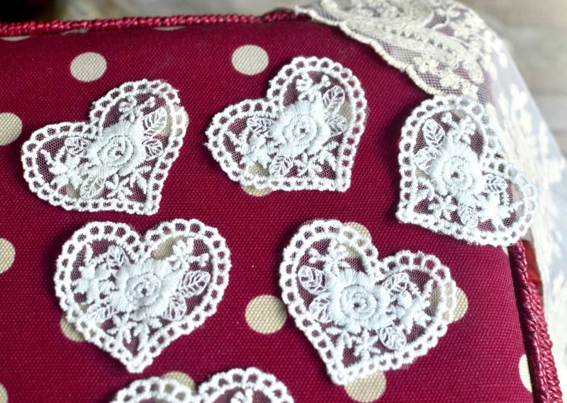 4 Gestickter Herz-Spitzenaufnäher, Shabby Chic-Aufnäher, Herzaufnäher, Aufnäher Für Applikationen, Junk Journal, Scrapbooking, Patchwork von SixthCraft