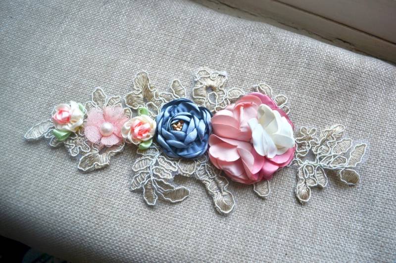 Blumen Applikation, 3D Applikation Patch, Gold Verzierung, Ausschnitt Junk Journal, Scrapbooking, Nähen, Ausgefallene Patch von SixthCraft