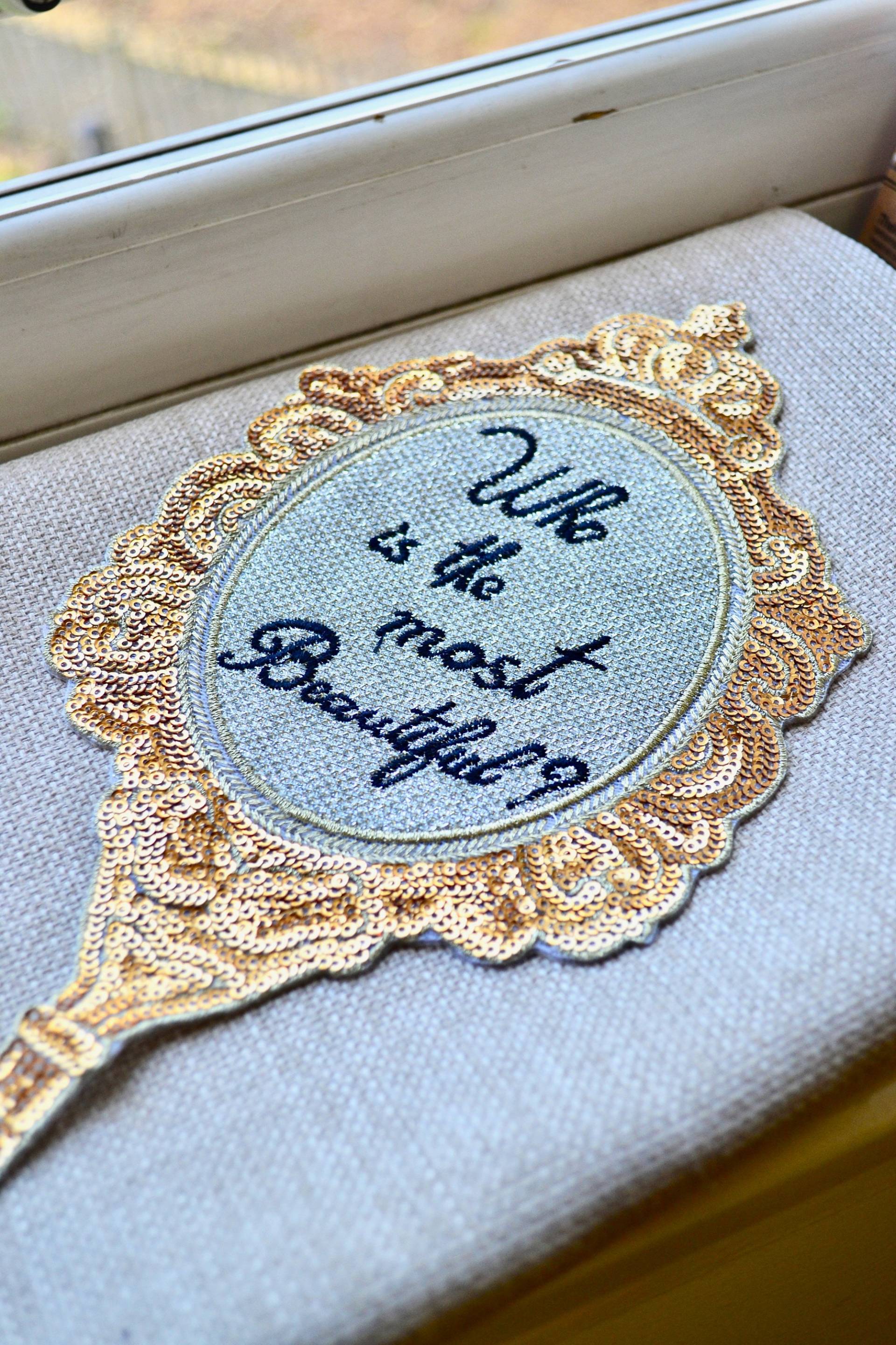 Große Spiegel Pailletten Applikation, Bügelbild, Junk Journaling Versorgung, Dekorativer Patch von SixthCraft