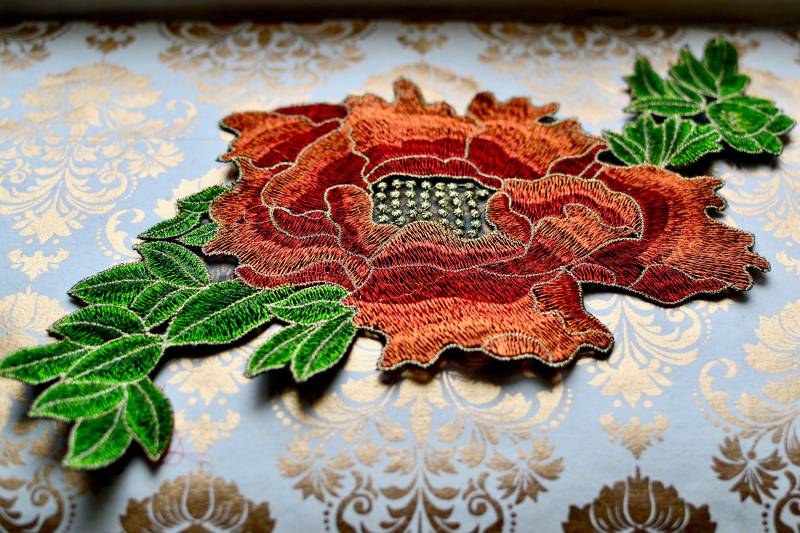 Großer Aufnäher, Gestickter Blumenstickerei Applikation, Junk Journaling, Nähen, Scrapbooking von SixthCraft