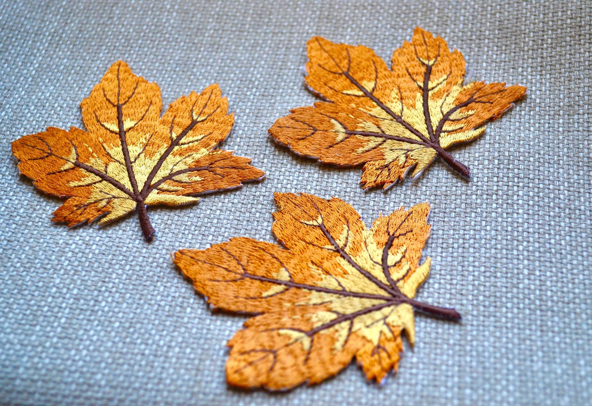 Herbst Blatt, Gestickte Applikation, Gelb Gesticktes Blatt Flicken, Patch, Junk Journal, Nähen von SixthCraft
