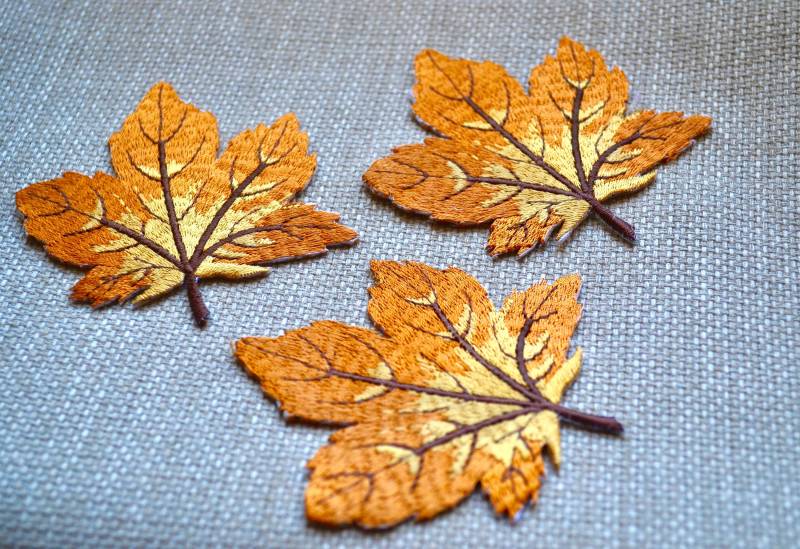 Herbst Blatt, Gestickte Applikation, Gelb Gesticktes Blatt Flicken, Patch, Junk Journal, Nähen von SixthCraft