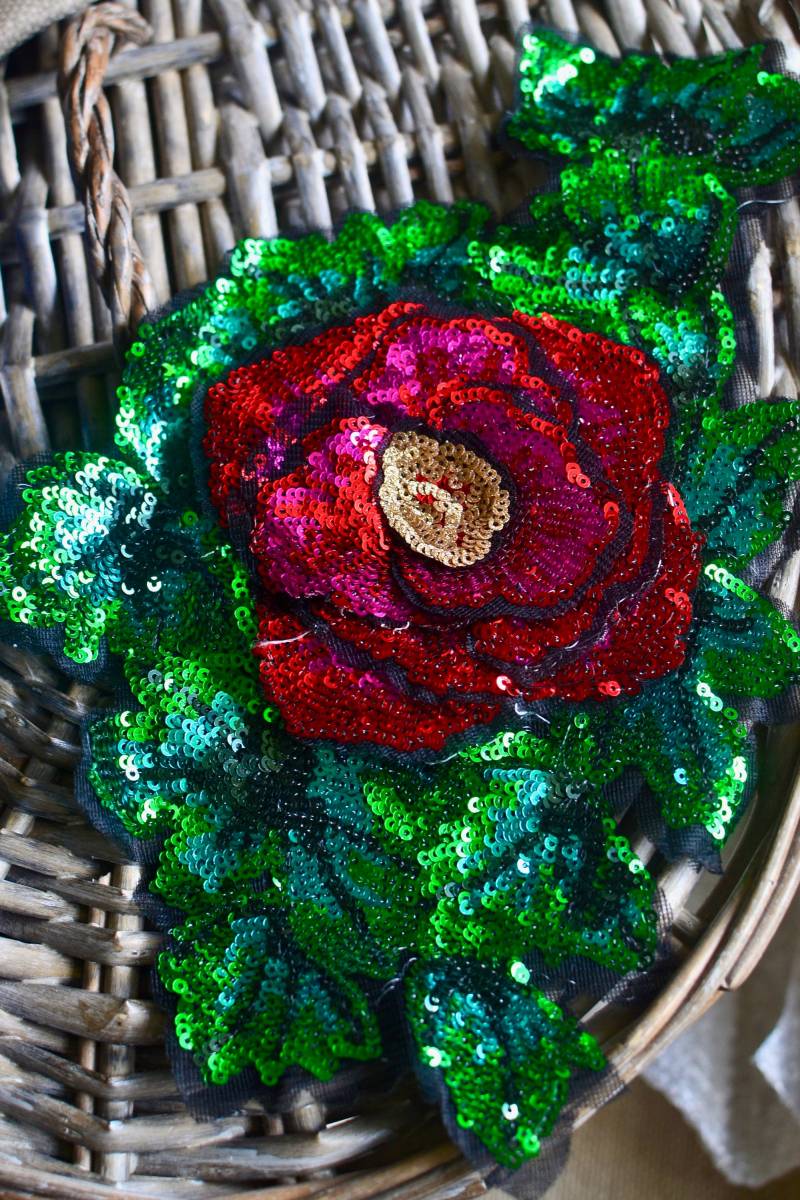 Pailletten Blumen Patch Applikation, 3D Rose Aufnäher, Nähen, Scrapbooking, Junk Journal, Basteln, Ausgefallene Party Accessoire von SixthCraft