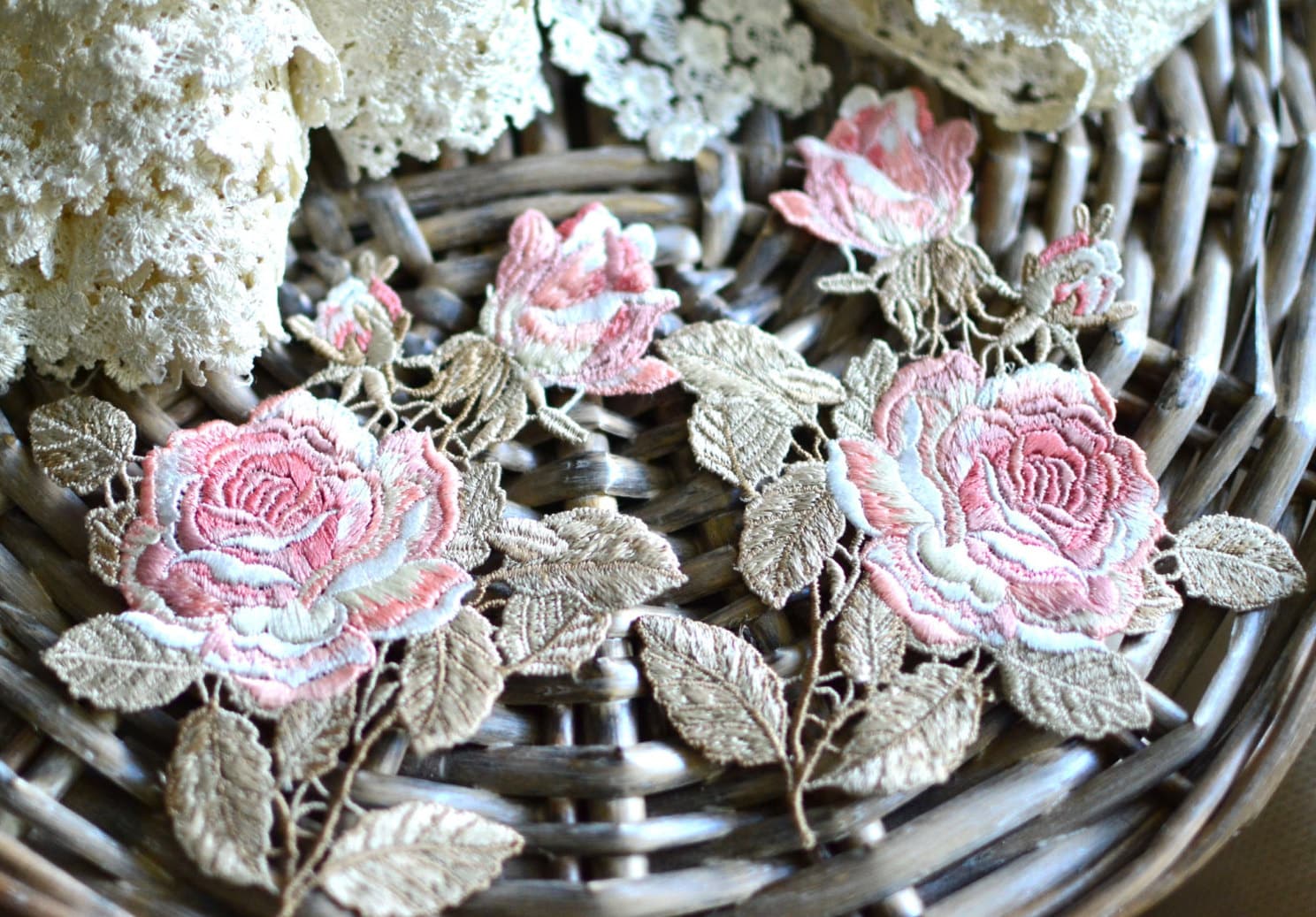 Rose Applikation, Gestickte Blume, Blumen Patch, Pink Rose, Nähen, Junk Journal Versorgung, Scrapbooking, Blumenpatch von SixthCraft