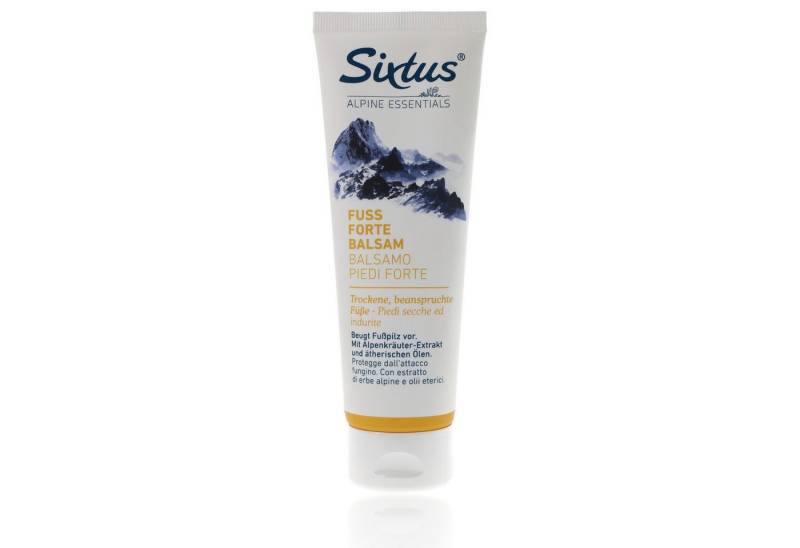 Sixtus Fußcreme Sixtus Fuß Forte Balsam beugt Juckreiz & Pilzinfektionen vor 125ml erhöht spürbar die Elastizität & beruhigt die Haut, 1-tlg., mit Alpenkräuter-Extrakt & natürlichen Ölen von Sixtus