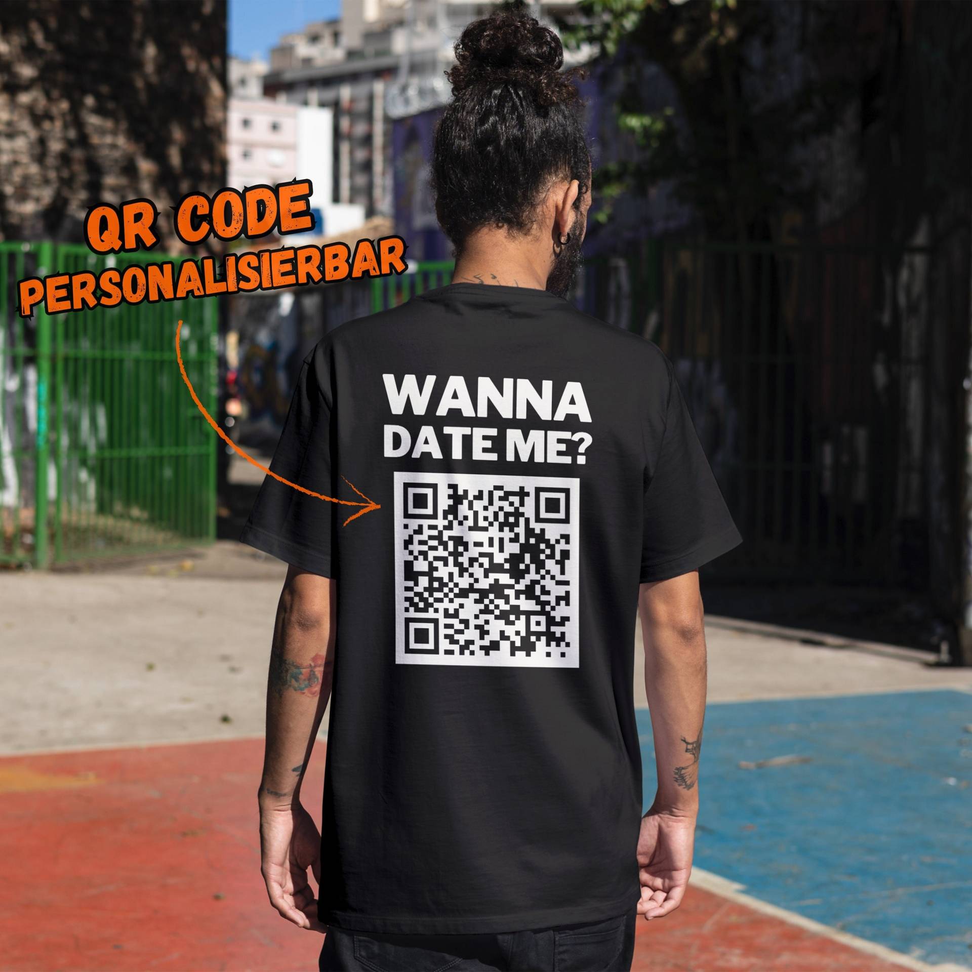 Qr-Code T-Shirt „Wanna Date Me?" // Unisex Shirt Personalisierbar Mit Social Media Link Witziges Dating Hochwertiger Druck Qr-Code T-Shirt „Wanna Date Me?" // Unisex Shirt Personalisierbar Mit Social Media Link Witziges Dating Hochwertiger Druck von SixwallsStudio
