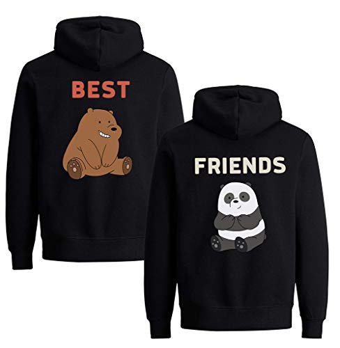 Best Friends Pullover für Zwei Mädchen Couple Bär Beste Freunde Hoodie für 2 Sister Freundin Schwester Freundschafts Shirt Damen Pulli BFF Geschenke 1 Stück (Schwarz, Best M+Friend M) von SiyaTom