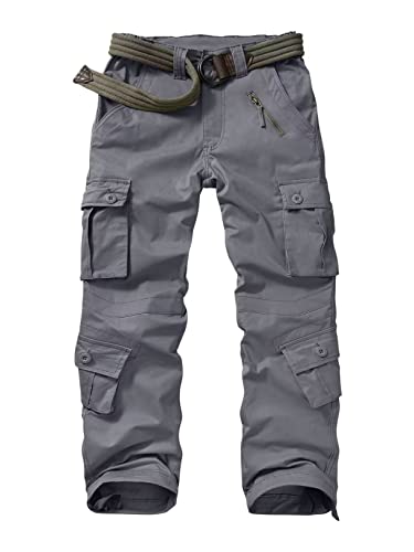 siyecaoo Damen Hosen Cargo Hose Multi Taschen Jogginghose Sporthose Workwear Reißverschluss Armee Militär Wanderhose Outdoorhose Relaxed-Fit Damen Cargo Hose Grey Tag 32-DE 42 von Siyecaoo