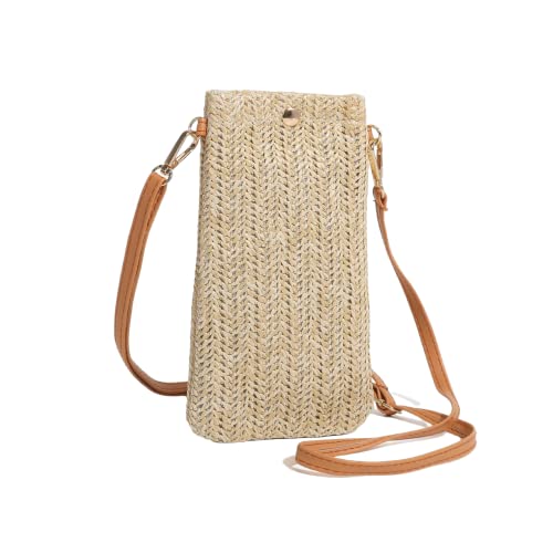 Siyecioa Handytasche Zum Umhängen, Umhängetasche Klein, Strohtaschen für Frauen Crossbody Strand Tasche, Fashion Handy Schultertasche mit Langem Gurt für Damen Mädchen (Khaki) von Siyecioa