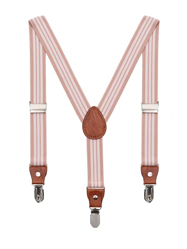 Siyecioa Kinder Hosenträger Breit Elastisch - Längenverstellbar Y-Form mit Starken 3er Clips Hosenträger Gürtel für Junge Mädchen (Rosa) von Siyecioa