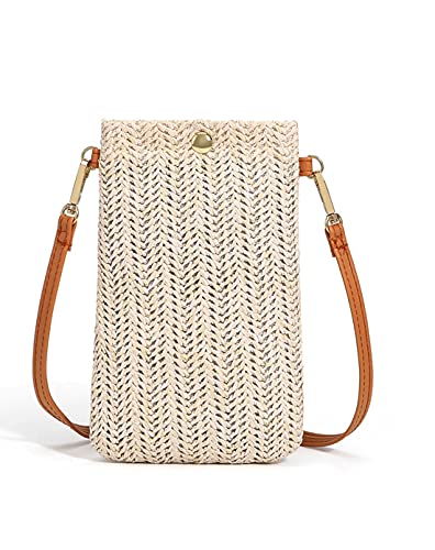 Siyecioa Handytasche Zum Umhängen Damen, Umhängetasche Damen Klein, Strohtaschen für Frauen Crossbody Strand Tasche, Fashion Handy Schultertasche mit Langem Gurt für Damen Mädchen (Aprikose) von Siyecioa