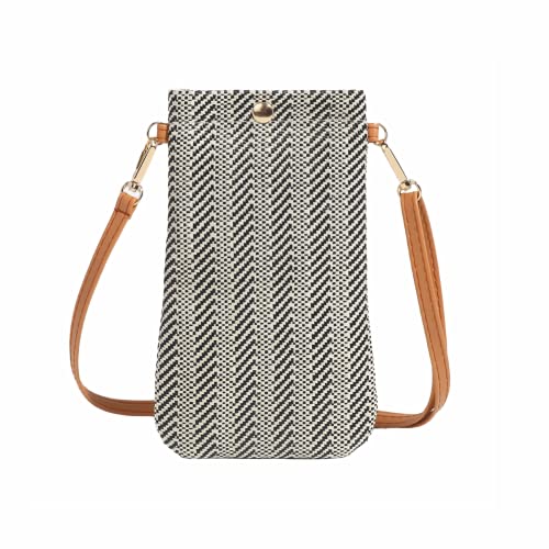 Siyecioa Handytasche Zum Umhängen Damen, Umhängetasche Damen Klein, Strohtaschen für Frauen Crossbody Strand Tasche, Fashion Handy Schultertasche mit Langem Gurt für Damen Mädchen (Schwarz-4) von Siyecioa