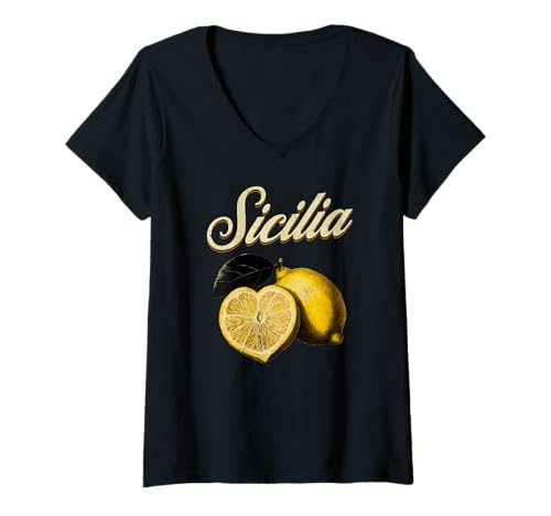 Damen Italien Sizilien T-Shirt mit V-Ausschnitt Damen Italien Sizilien T-Shirt mit V-Ausschnitt von Sizilien-Italien-Souvenirladen