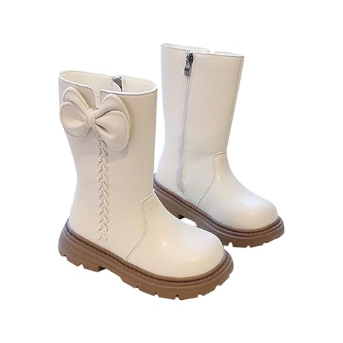 Mädchenstiefel Schnürstiefel Einfarbig Hohe Stiefel mit Seitlichem Reißverschluss und Schnürdesign Kinderschuhe Weiche Rutschfest Profilsohle Lederstiefel Flache Stiefel für Kinder von Sizoer
