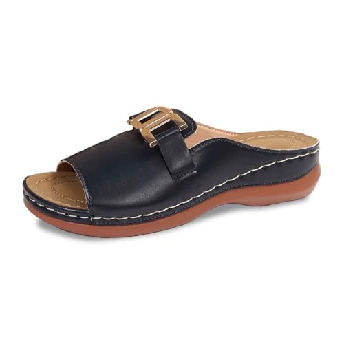 Pantoletten Damen Hausschuhe Leicht Sandalen alltäglichen Sommer mit Circle hardware und Schnallenriemen Strandsandalen Bequeme Strand Sandalen Stilvolle Offene Schuhe Elegant Freizeitschuhe Pantoletten Damen Hausschuhe Leicht Sandalen alltäglichen Sommer mit Circle hardware und Schnallenriemen Strandsandalen Bequeme Strand Sandalen Stilvolle Offene Schuhe Elegant Freizeitschuhe von Sizoer