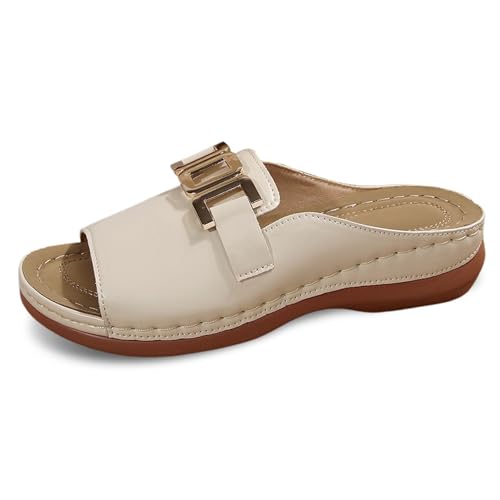 Pantoletten Damen Hausschuhe Leicht Sandalen alltäglichen Sommer mit Circle hardware und Schnallenriemen Strandsandalen Bequeme Strand Sandalen Stilvolle Offene Schuhe Elegant Freizeitschuhe Pantoletten Damen Hausschuhe Leicht Sandalen alltäglichen Sommer mit Circle hardware und Schnallenriemen Strandsandalen Bequeme Strand Sandalen Stilvolle Offene Schuhe Elegant Freizeitschuhe von Sizoer