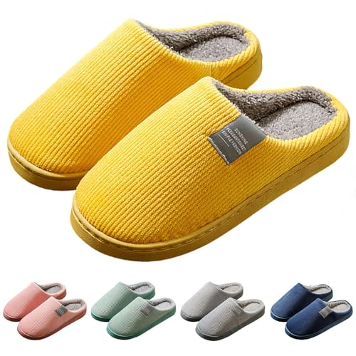 Sizoer Damen Gemütliche Hausschuhe Herren Plüsch Pantoffeln Warm Filzpantoffeln Weich Leichte Rutschfeste Hüttenschuhe Slippers Flauschige Hausschuhe für Herbst und Winter 36-42 EU von Sizoer