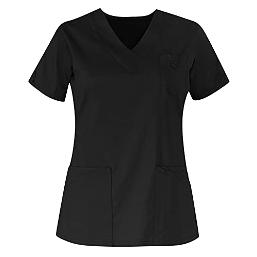 Sizoer Damen Pflege Kasaks Einfarbig Kasakkasaks Altenpflege Damen V-Ausschnitt Tunika Kurzarm Schlupfkasack Arbeitsuniform Medizinische Unisex uniform Arbeitskleidung Krankenpfleger Workwear Tshirt von Sizoer