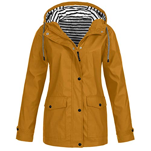 Sizoer Damen Wasserdichte Faltbar Regenmantel Regenjacke mit Kapuze, Leicht Atmungsaktive Windbreaker Lange Jacke für Frauen Übergangsjacke Fahrrad Sport Outdoorjacke Regenjacke Winterjacke Damen von Sizoer