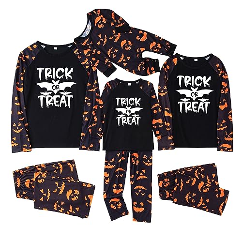 Sizoer Halloween Pyjama Familie Set Schlafanzug Damen Herren Kinder Baby Lang Outfit Sleepwear Nachtwäsche Für Familien Kuschelig Halloween-Familien-Matching-Outfit Halloween Schlafanzug Sets von Sizoer