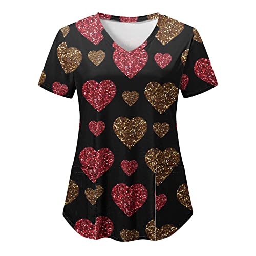 Sizoer Kasack Damen Pflege Berufskleidung Kurzarm V-Ausschnitt Schlupfkasack Muster Schlupfhemd Mit Taschen Krankenschwester Blusen von Sizoer
