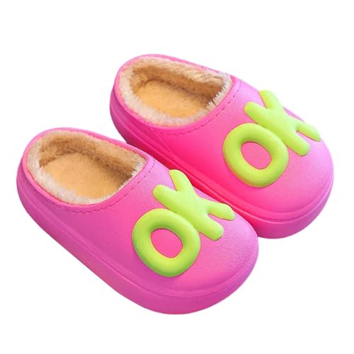 Sizoer Mädchen Hausschuhe Jungen Plüsch Pantoffeln Warm Filzpantoffeln mit Cartoon-Motiven Weich Leichte Rutschfeste Hüttenschuhe Slippers Flauschige Hausschuhe für Drinnen und Draußen von Sizoer