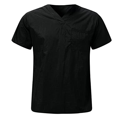 Sizoer Medizinische Uniformen Unisex uniform V-Neck Kurzarm Schlupfhemd Berufskleidung Krankenpfleger Uniformen Herren Einfarbig Arbeitskleidung Uniformen Schlupfhemd Kasack Kurzarm von Sizoer