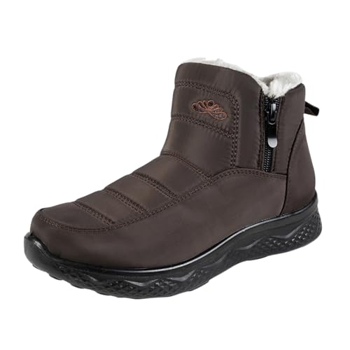 Sizoer Stiefel Damen Winterstiefeletten Modische Flach Stiefel mit Seitlicher Reißverschluss Wadenlange Schnee Stiefeletten Bequemes Schuhwerk Warmes Fleecefutter für den täglichen Gebrauch im Freien von Sizoer