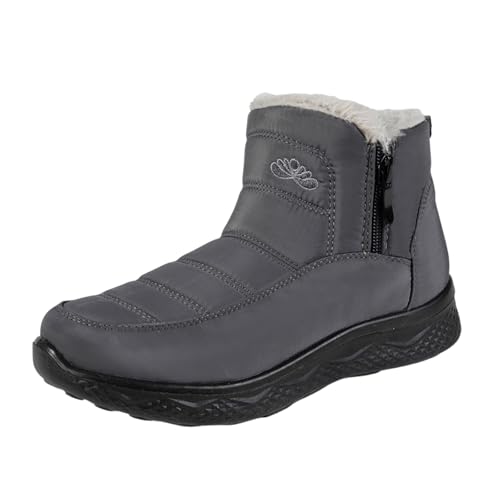 Sizoer Stiefel Damen Winterstiefeletten Modische Flach Stiefel mit Seitlicher Reißverschluss Wadenlange Schnee Stiefeletten Bequemes Schuhwerk Warmes Fleecefutter für den täglichen Gebrauch im Freien von Sizoer