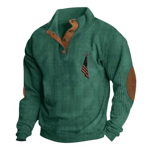 Sweatshirt Herren Ohne Kapuze Casual Cord Pullovers Stehkragen Button Classic Sweater Herbst Winter Casual Pulli Langarm Funktionsshirt Winterpullover Streetwear Pullover Sweatshirts von Sizoer